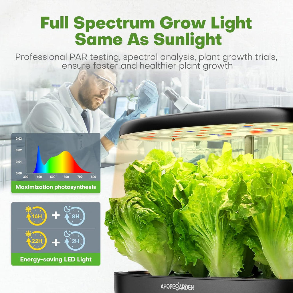 Hydroponics Growing System: 12 Pods Indoor Herb Garden with LED | Plant Germination Kit with LED Grow Light，Countertop