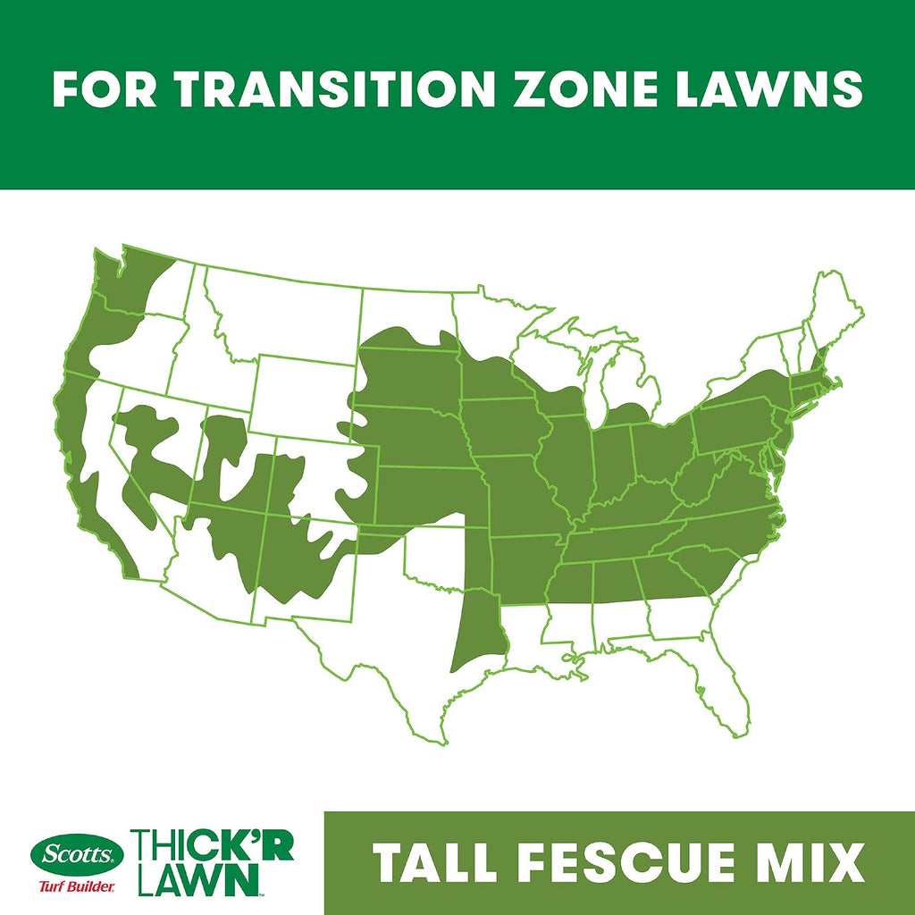 Scotts Turf Builder Thick'R Lawn Tall Fescue Mix, 40 lbs. | Combination Grass Seed, Lawn Fertilizer and Soil Improver
