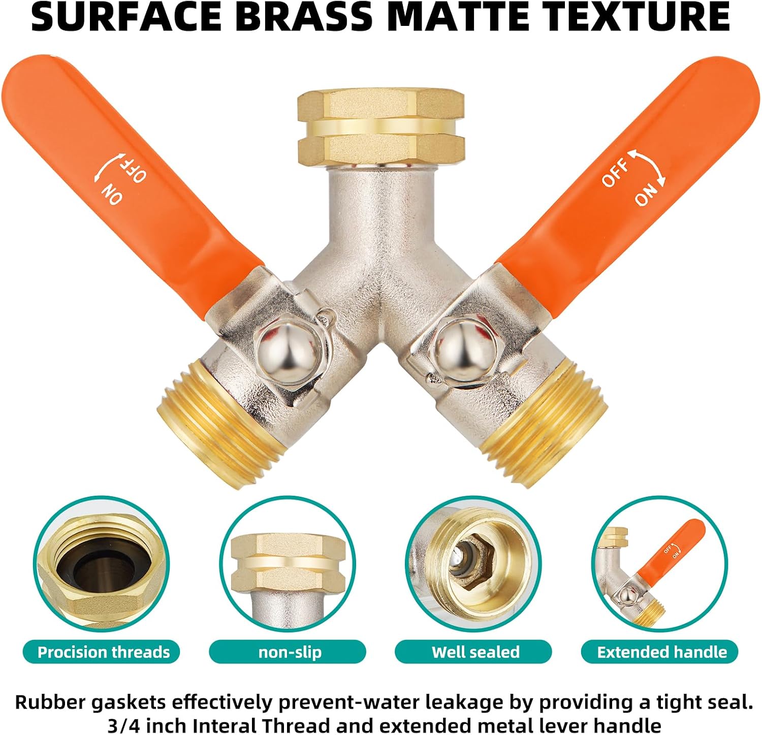 2 Way Hose Splitter, Brass High Flow Garden Hose Splitter Heavy Duty, Hose Connector, Water Spigot Splitter, Full Flow