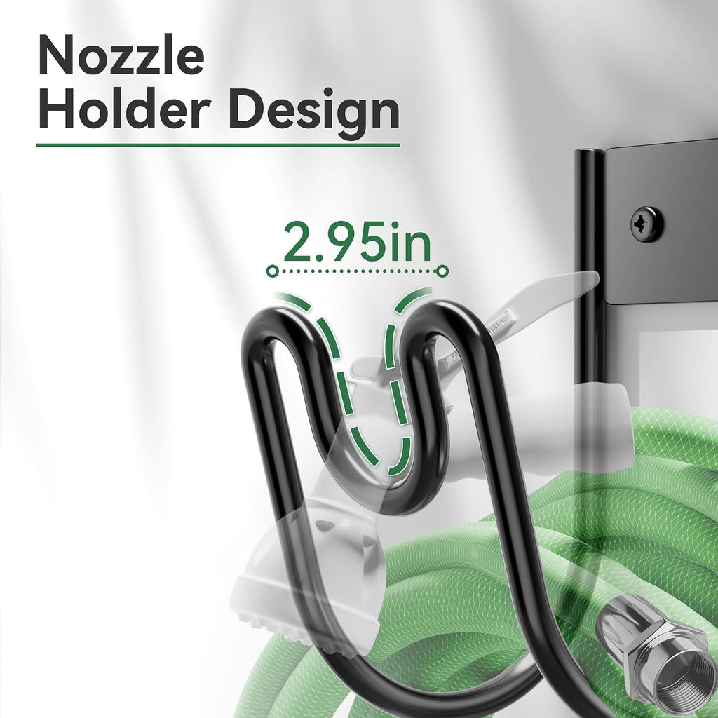 Black Metal Garden Hose Holder - Wall Mounted Water Hose Holder - Hose Hanger Heavy Duty for Water Hose Extension Cords