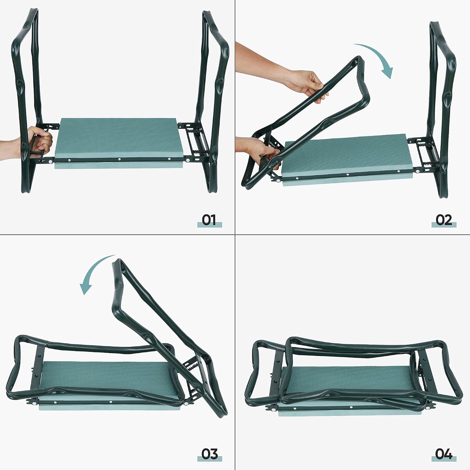Folding Garden Kneeler Seat Garden Bench Stool with Handles, Multi-use Pouch, Heavy Duty Yard Gardening Chair with Soft