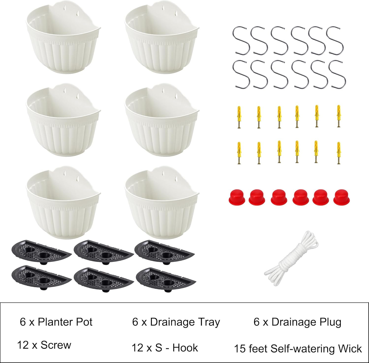 ORIMERC 6 Pcs Plastic Large Wall Plant Pots Vertical Garden Living Wall Mounted Window Hanging Basket Fence Planters