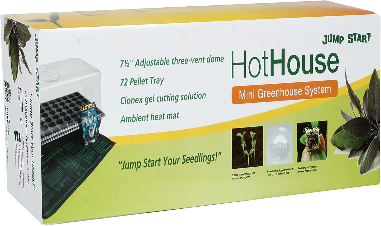 Jump Start CK64060 120V 17W Germination Hot House with Heat Mat, Watertight Tray, Cell Insert and 7" Humidity Dome
