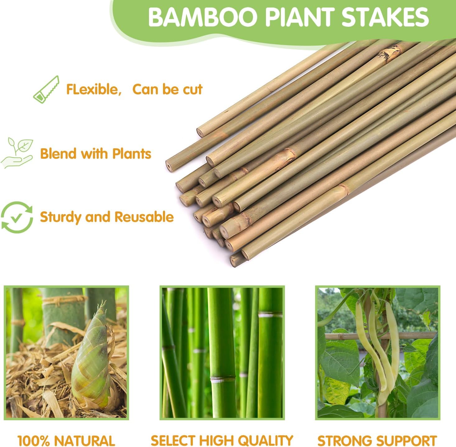 GAGINANG Natural Bamboo Garden Stakes, 4FT Trellis Plant Support 25Pcs | 4FT sturdy longer bamboo sticks for trellis