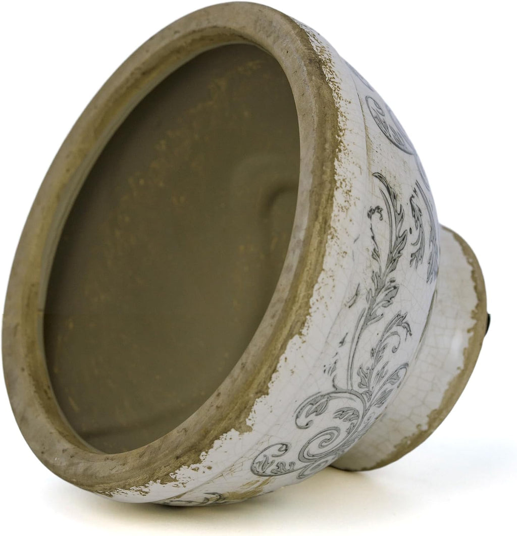 Dosayes Vintage Ice Crackle Grazd Ceramic Flower Pot with Drainage Holes, 4.33 Inch Rustic Planter for Indoor Plants