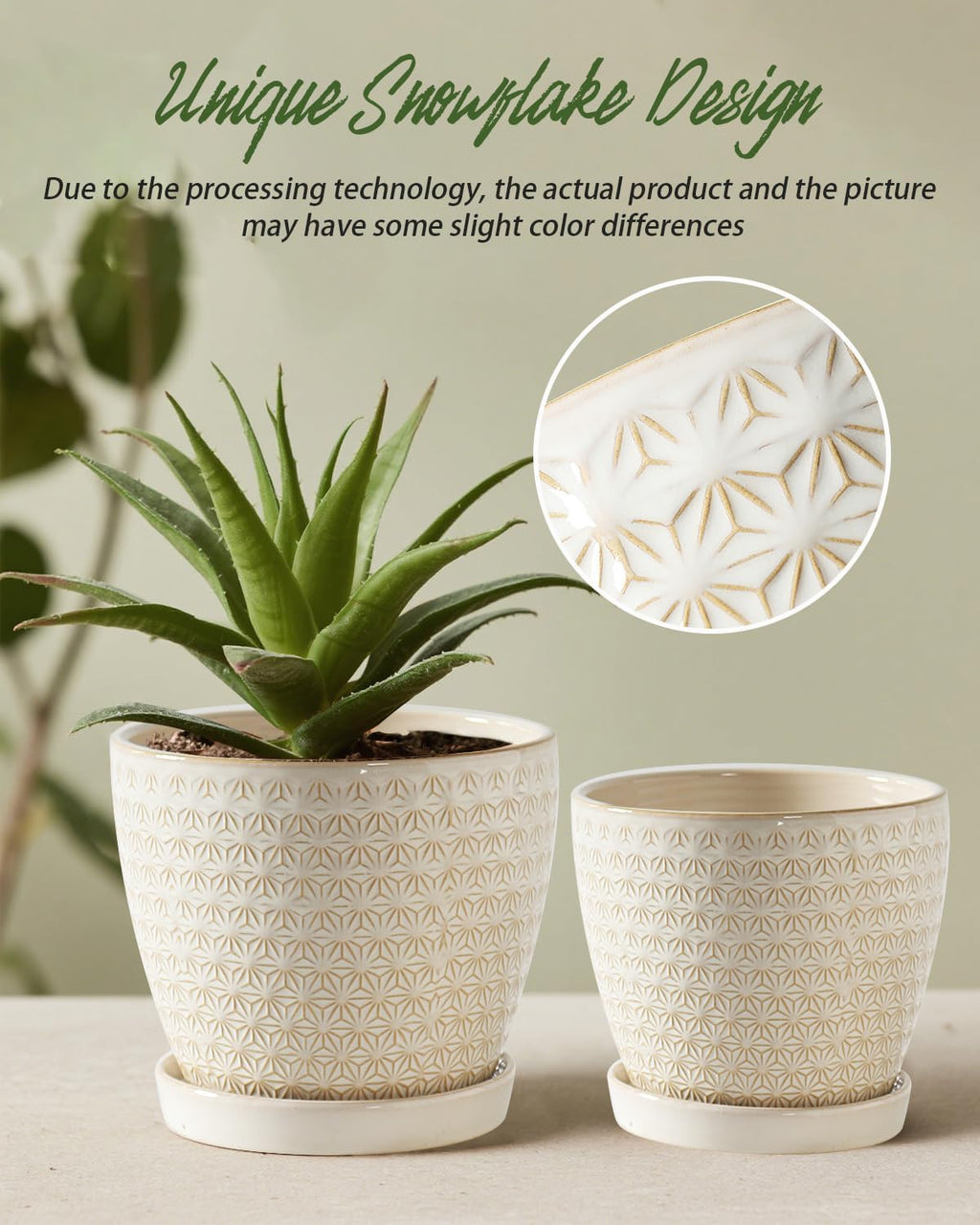 Plant Pots, Flower Pots, Planters for Indoor Plants(6.5+5.5inch), Flower Pots for Indoor Plant with Drainage Hole and