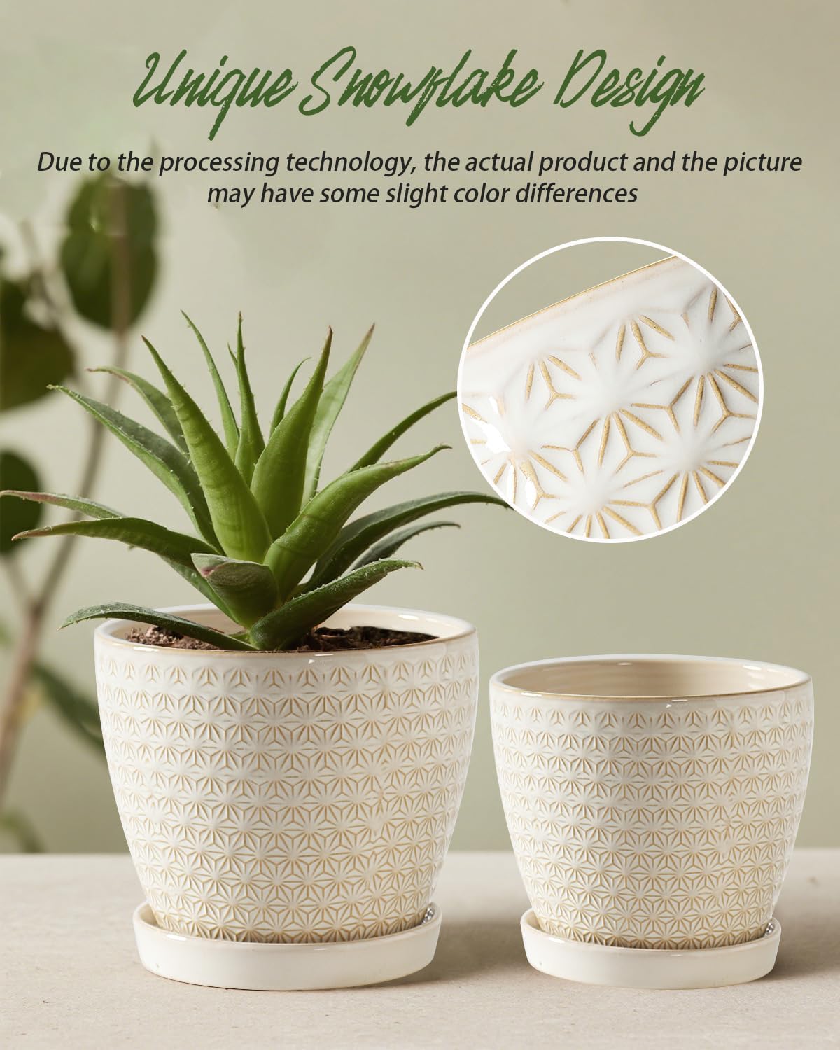 Plant Pots, Flower Pots, Planters for Indoor Plants(6.5+5.5inch), Flower Pots for Indoor Plant with Drainage Hole and