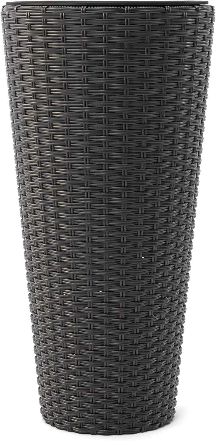 Noah Round Wicker Planter Tall Planter Decor Box for Adaptable Outdoor Furnishings All Weather Versatile Perfect Patio