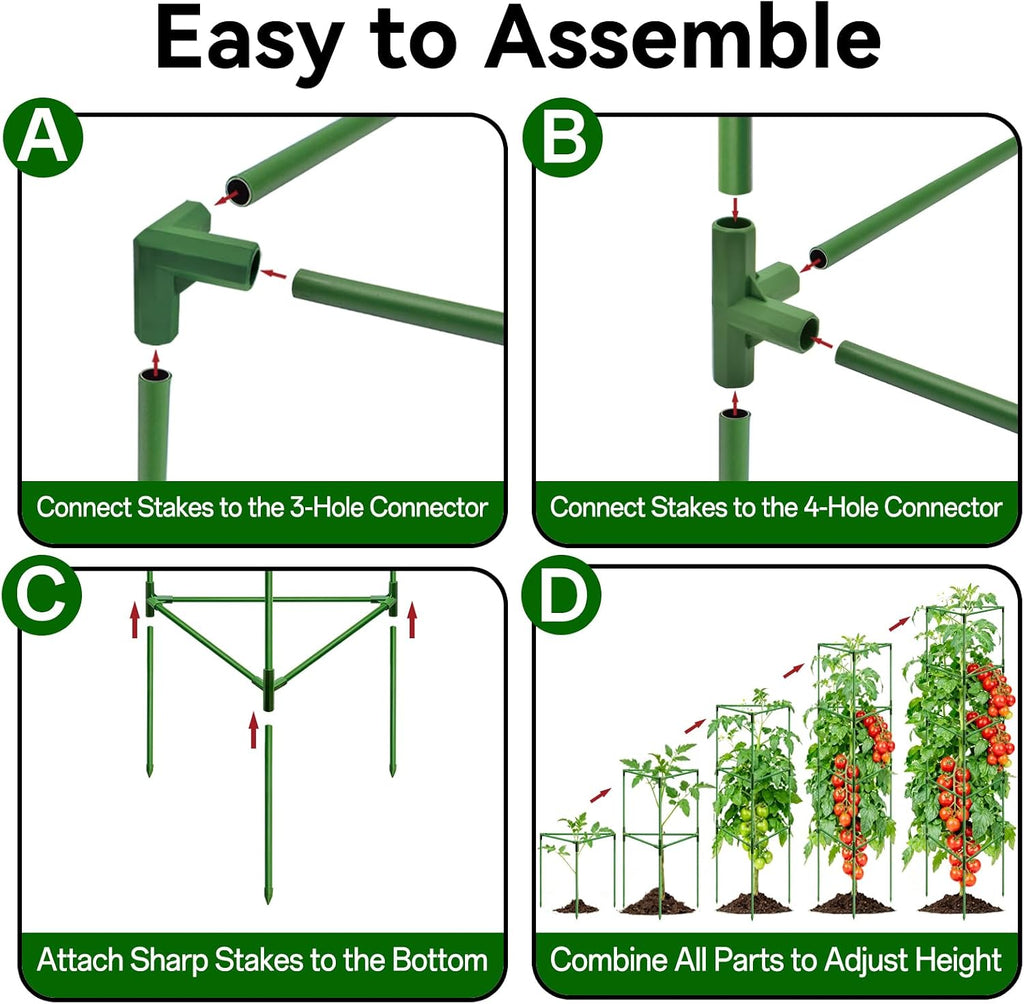 Halatool 72" Tomato Cages Heavy Duty, 4Pack Tomato Plant Support for Garden | Adjustable Metal Trellis for Pots &