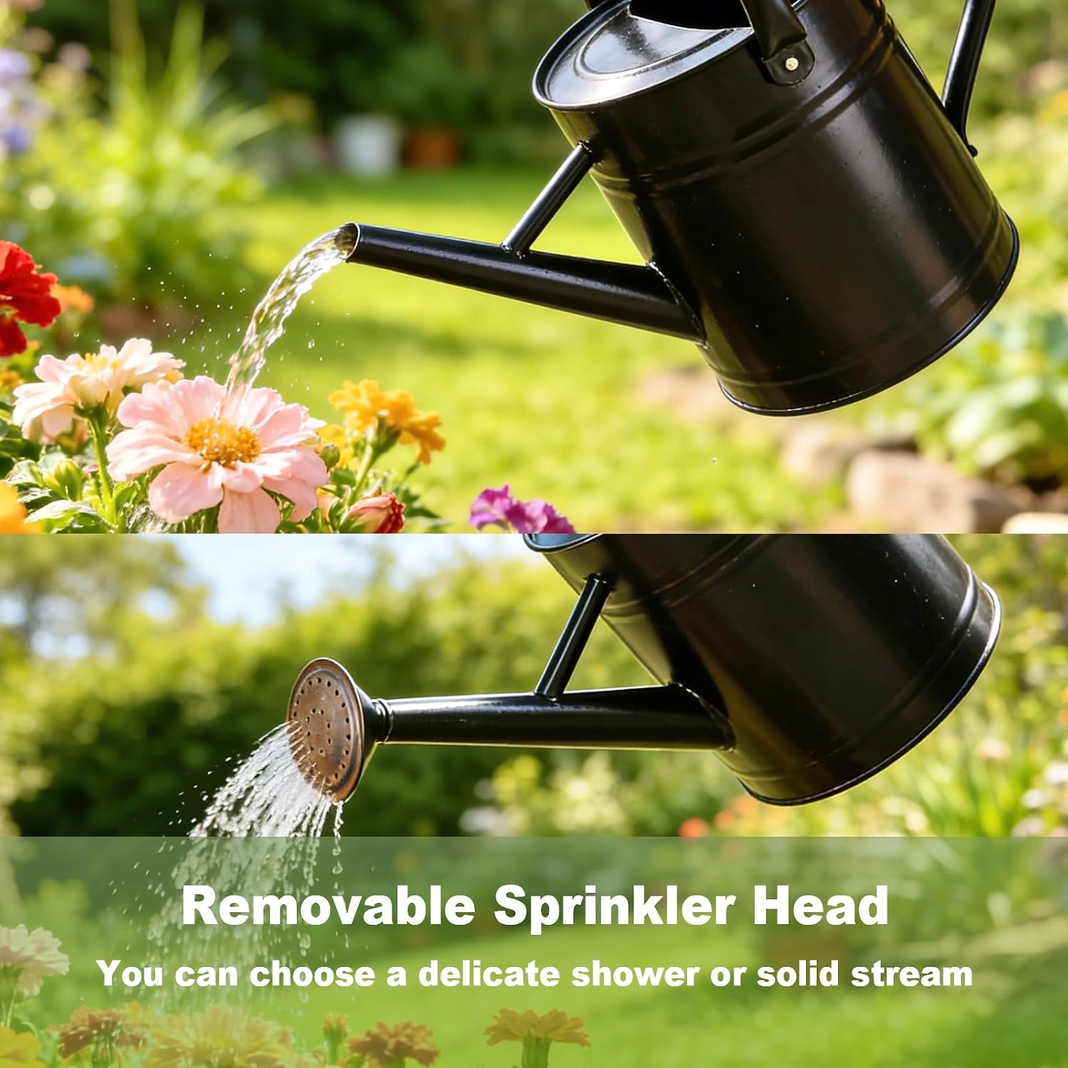 1 Gallon Metal Watering Can for Outdoor&Indoor Plants | Removable Sprinkler Head,Made of Premium Galvanized