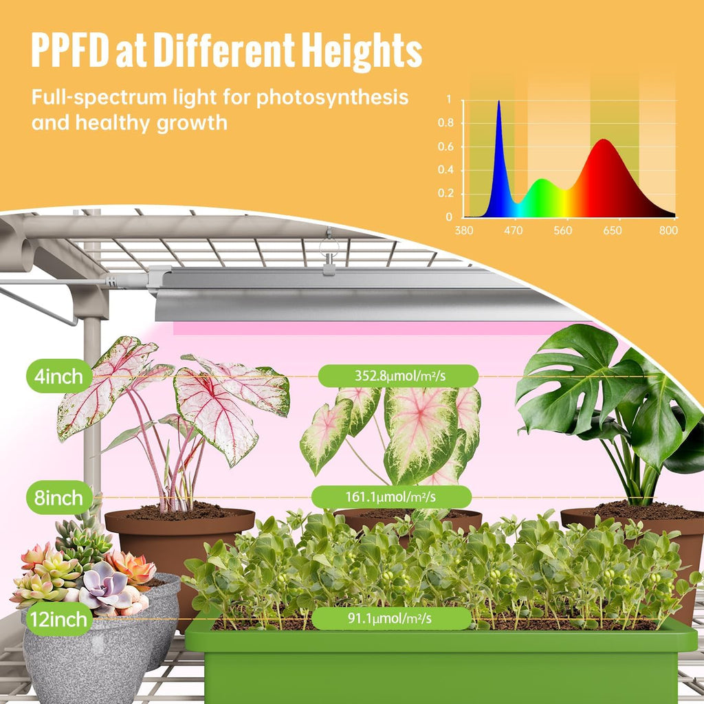 Indoor Greenhouse with Grow Light, 4-Tier Plant Shelf, 27x19x63in | 1.64FT T5 Grow Light for Seedlings, PVC Tent with