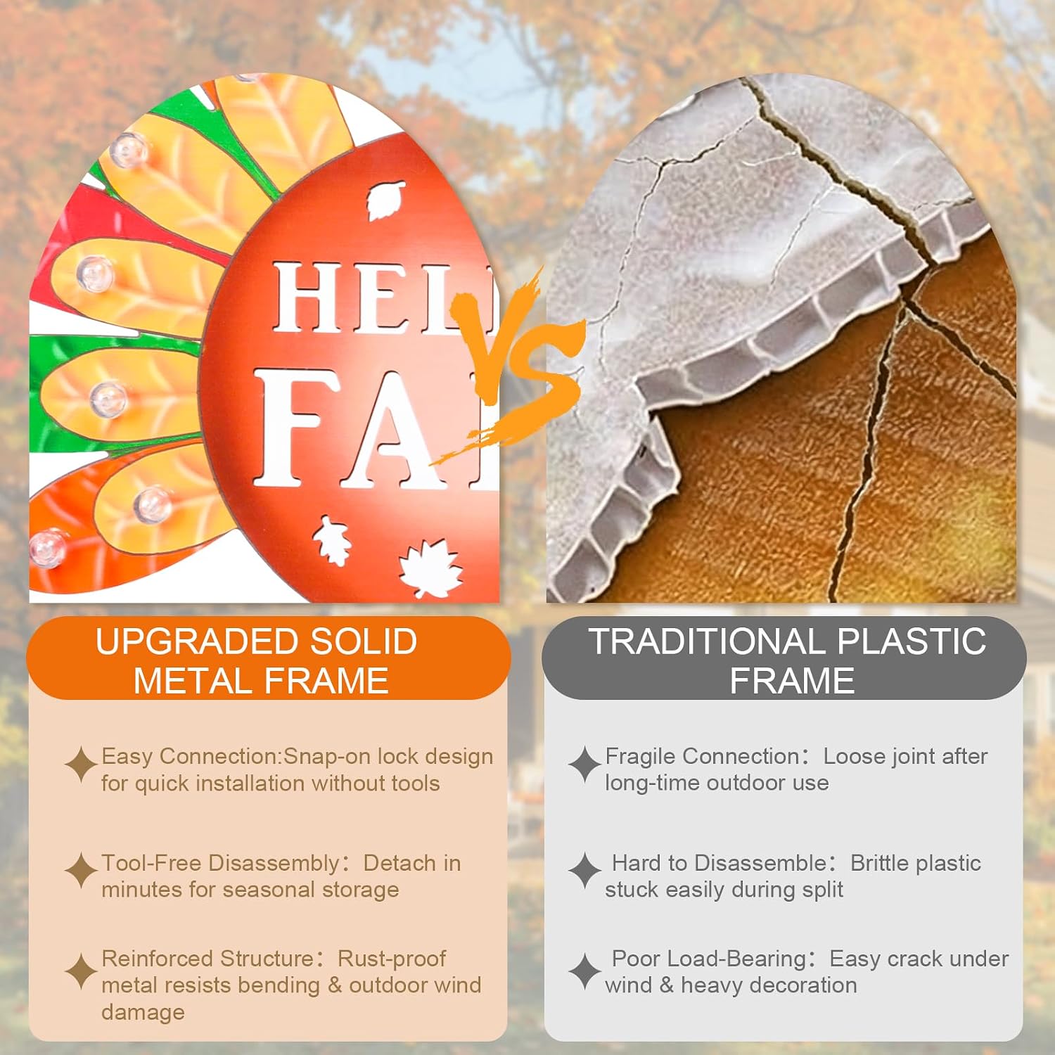 Thanksgiving Turkey Outdoor Decor for Home, 2 Pack | Harvest Fall Outside Decor, Lighted Up Turkey Metal Garden Stakes