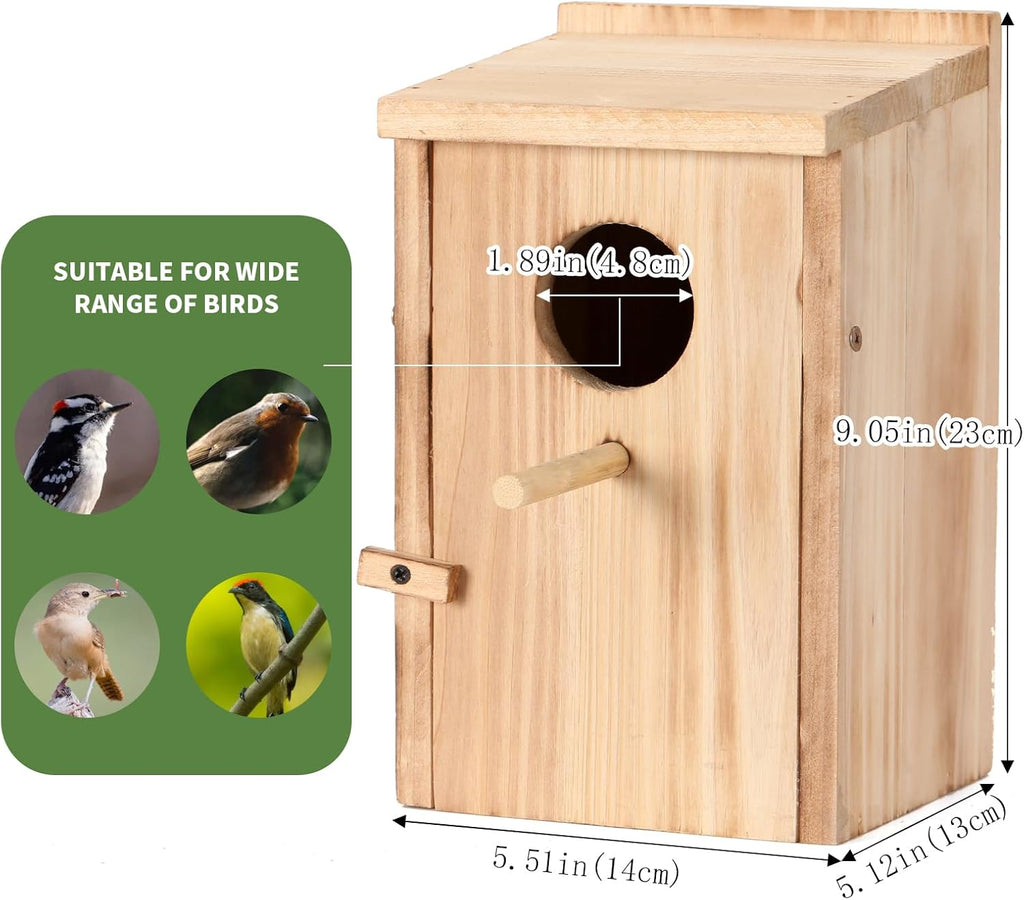 LEOSYY2 Pack Bird Houses for Outside with Clean-Out Door,Bird House Outdoor | Solid wood outdoor nesting boxes for