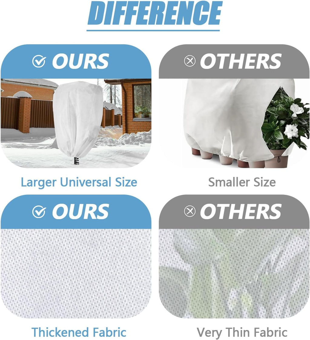Plant Covers Freeze Protection, 78" x 98" 2.5oz/yd² Reusable Frost Cloth with Drawstring, Winter Plants Jacket Warm