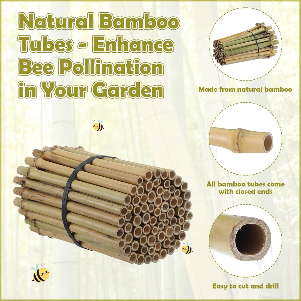 100 Pcs 5.9" Mason Bees Bamboo Tubes Natural Nest Mason Bees House 0.27"-0.4" Inner Diameter for Bee Hotels Solitary