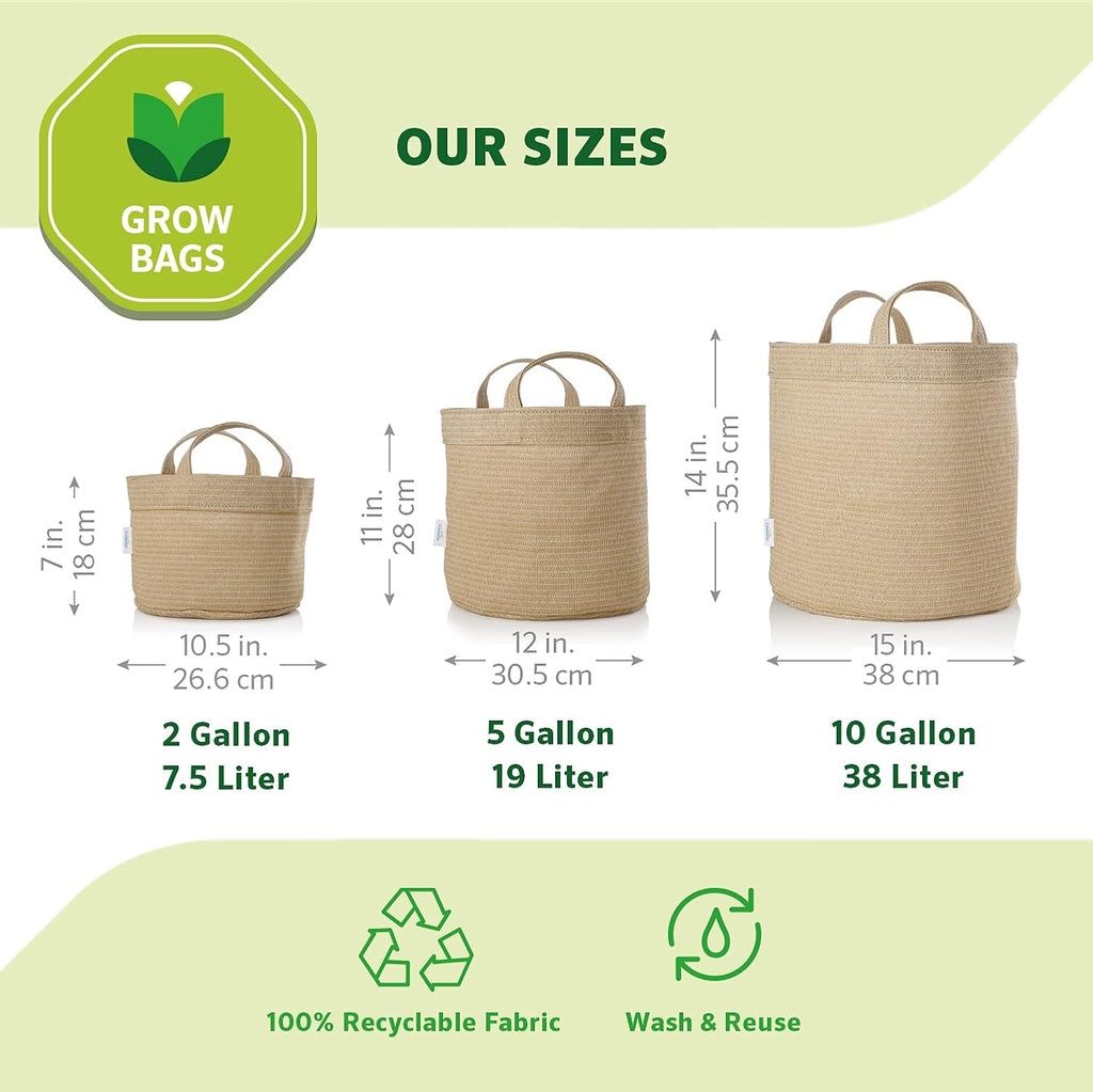 Coolaroo 2-Pack 10 Gallon Heavy Duty Plant Tomato Potato and Other Vegetables and Fruits Breathable Fabric Grow Planter