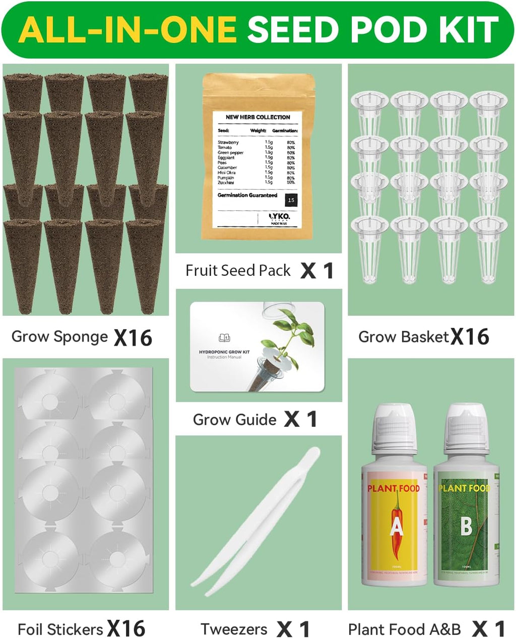 Veggies Seeds Pod Kit Compatible with AeroGarden Hydroponic Growing System | 16 Complete Pods with Everything, Red