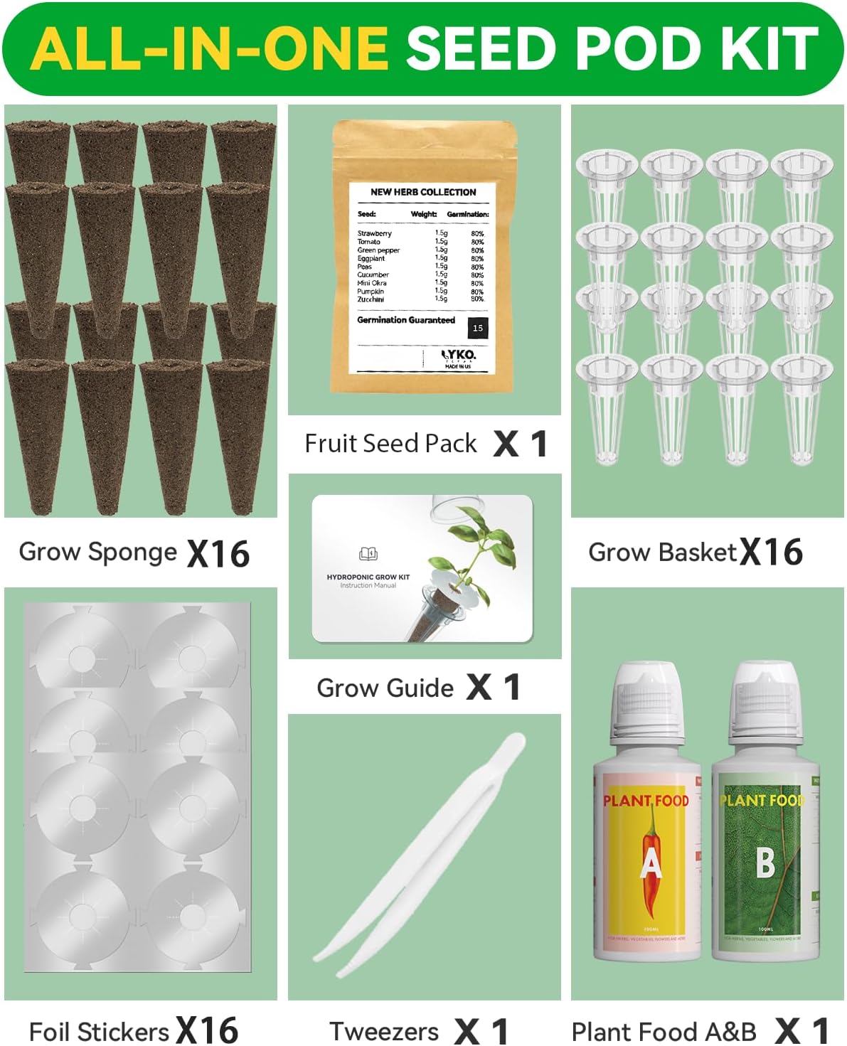 Veggies Seeds Pod Kit Compatible with AeroGarden Hydroponic Growing System | 16 Complete Pods with Everything, Red