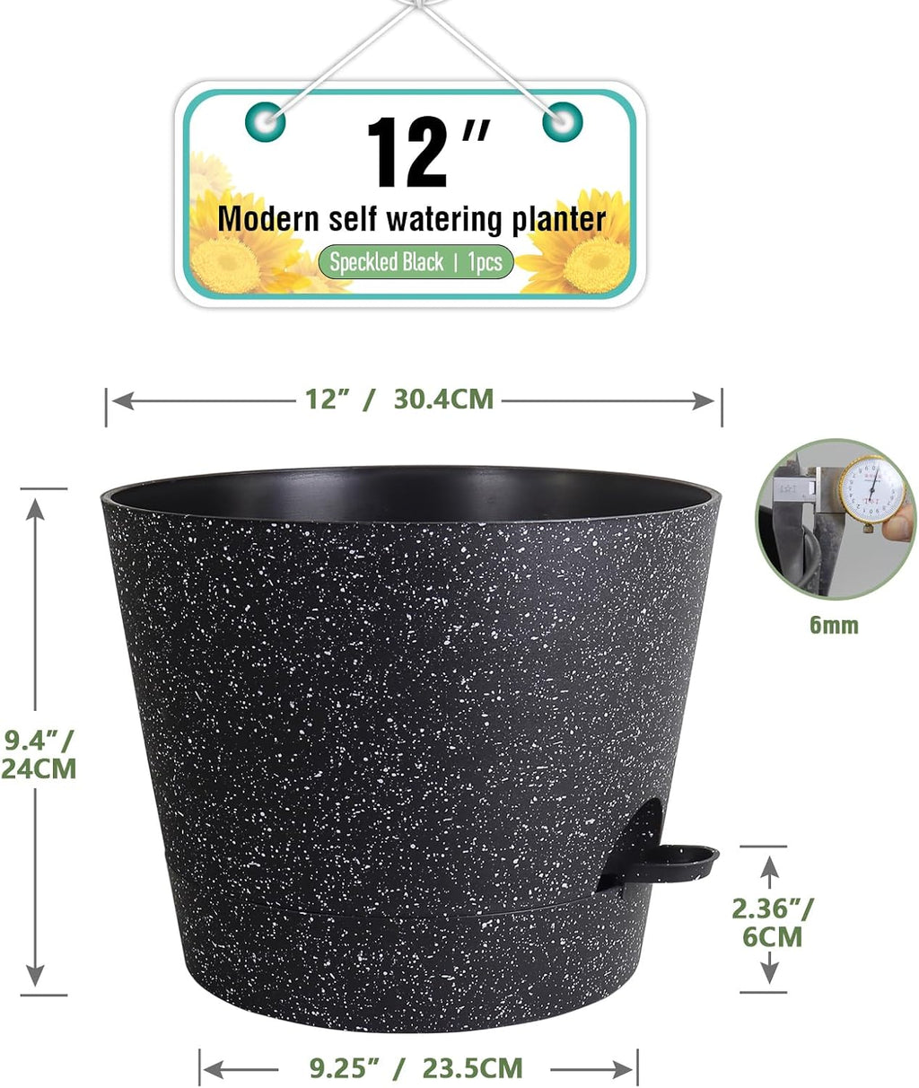 Meowell 12 inch Large Self Watering Pots, Plant Pots with Mesh Drainage Holes for Indoor Outdoor Plants, Plastic