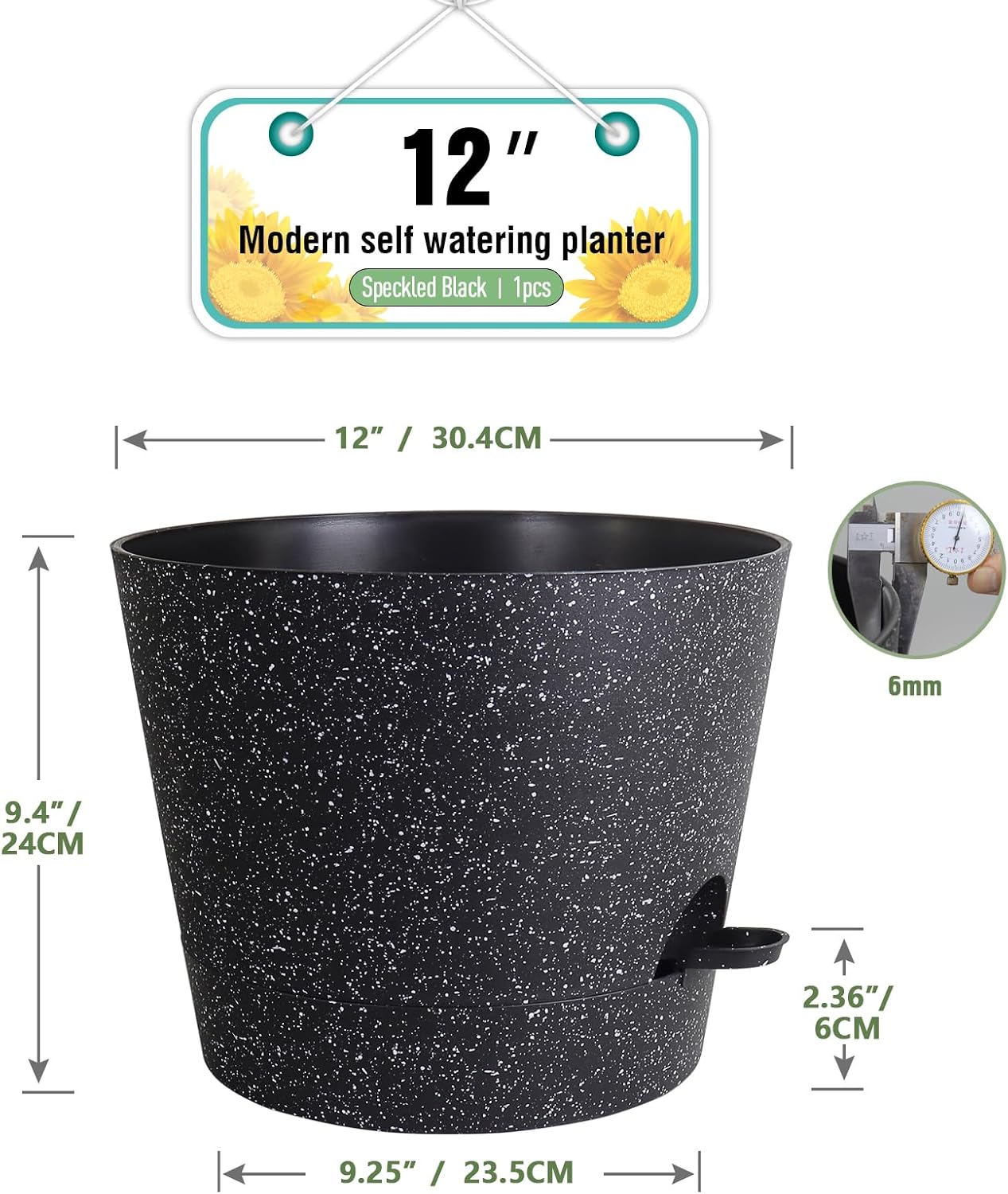 Meowell 12 inch Large Self Watering Pots, Plant Pots with Mesh Drainage Holes for Indoor Outdoor Plants, Plastic