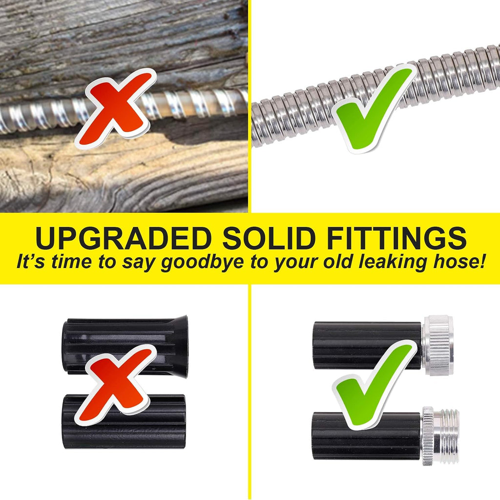 Stainless Steel Garden Hose 75 ft - Metal Water Hose with 2 Nozzles, Lightweight, Tangle Free & Kink Free, Heavy Duty