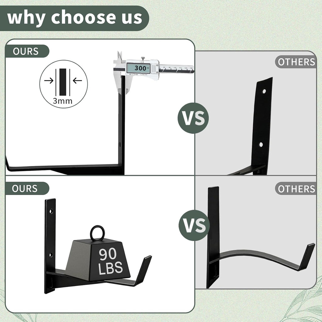 Window Box Brackets, 6 inch Flower Planter Box Brackets, Heavy Duty Metal Flower Box Wall Mounting Hooks for Railings