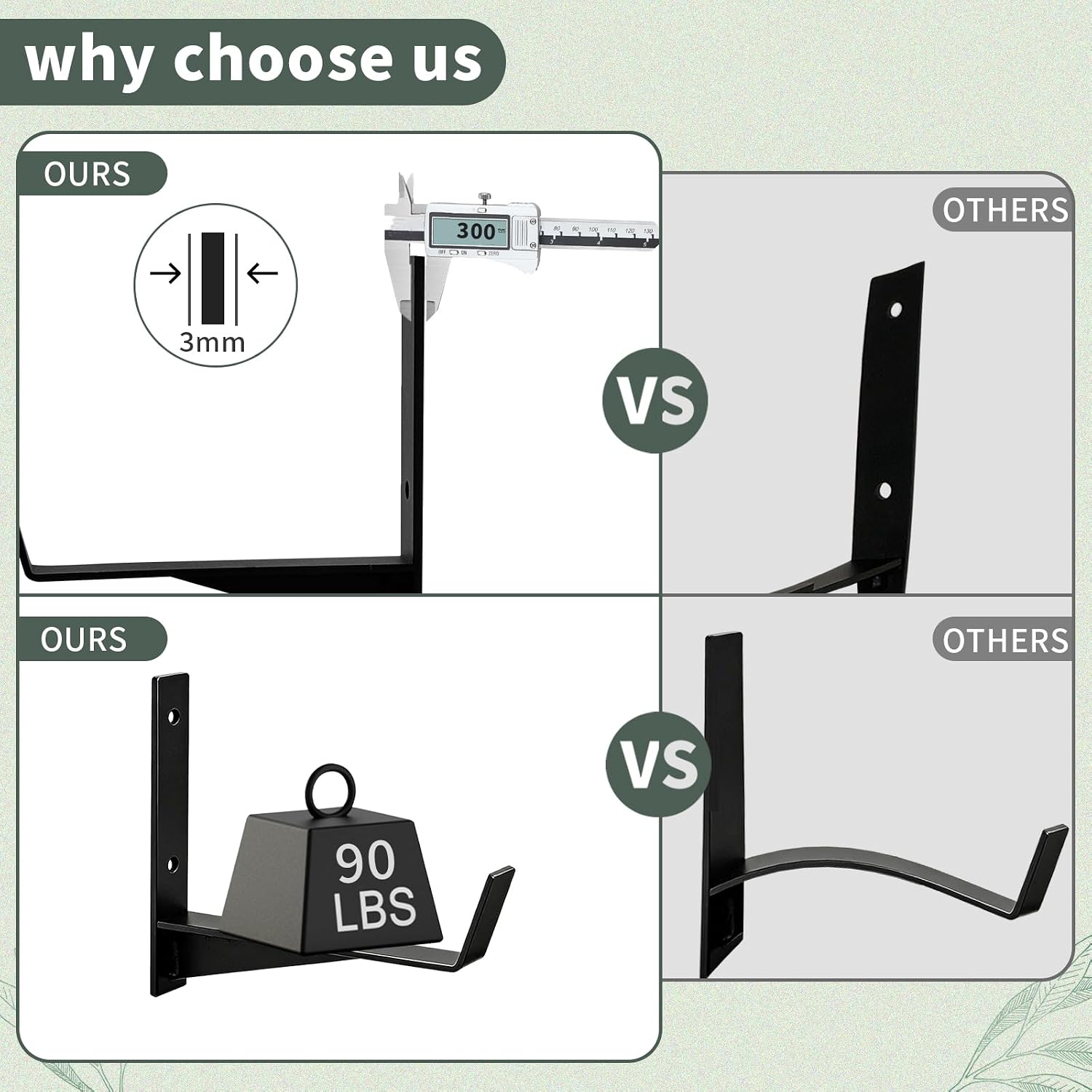 Window Box Brackets, 6 inch Flower Planter Box Brackets, Heavy Duty Metal Flower Box Wall Mounting Hooks for Railings