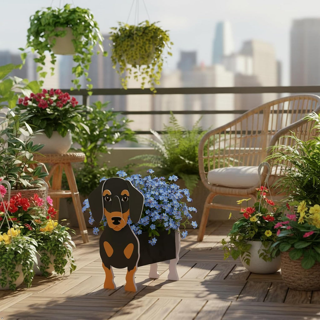 Dachshund Dog Planter Pots, Animal Shaped Plant Pot | Halloween Fall Decor for Indoor Outdoor Garden, Cute Plant Gift