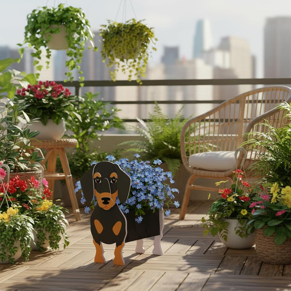 Dachshund Dog Planter Pots, Animal Shaped Plant Pot | Halloween Fall Decor for Indoor Outdoor Garden, Cute Plant Gift