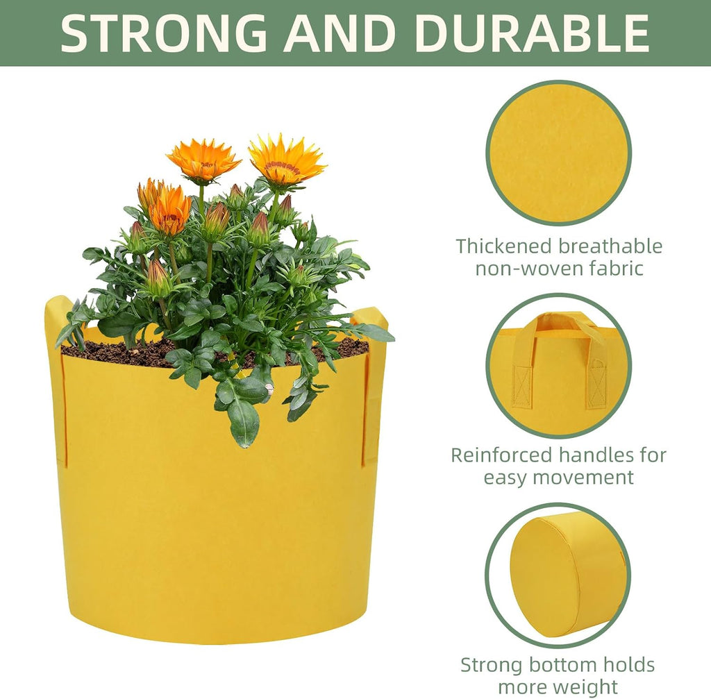 LITLANDSTAR 7 Pack Multicolor Grow Bags, Thickened Nonwoven Plant Fabric Pots with 4 Colors and 4 Sizes - 5/7/10/15