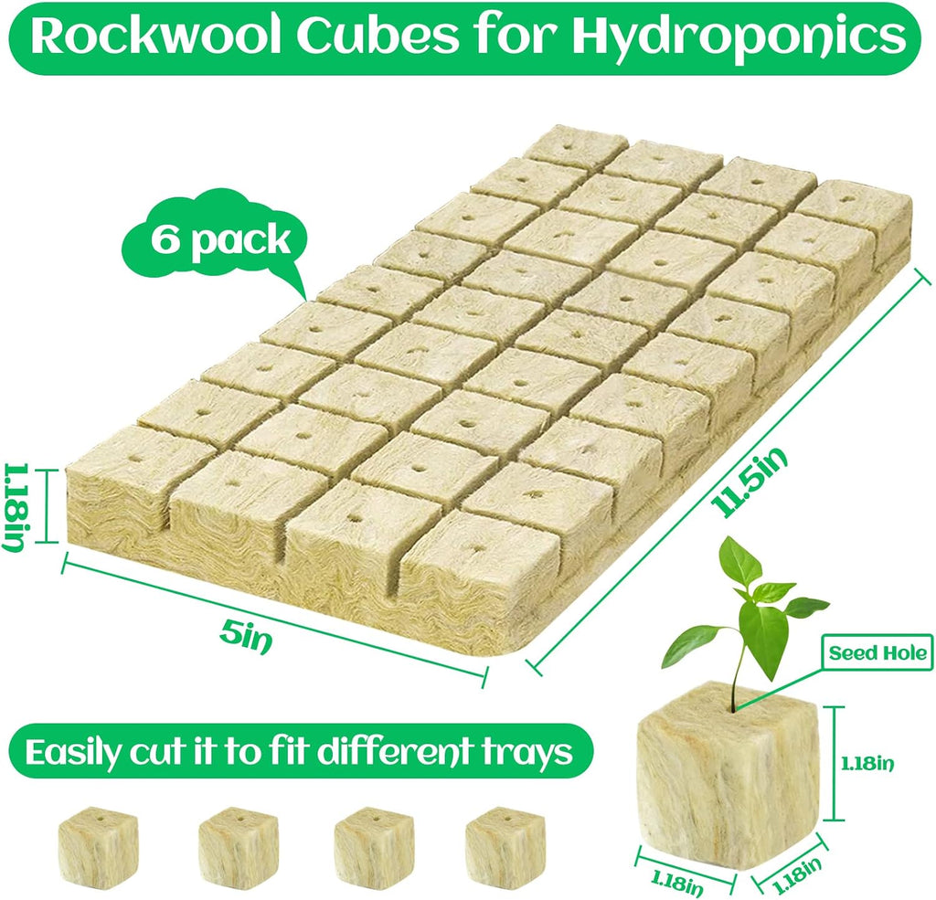 1.2 Inch Rockwool Cubes Seed Starter Plugs for Hydroponics, RockWool Planting Grow Cubes for Hydroponic Tower Garden