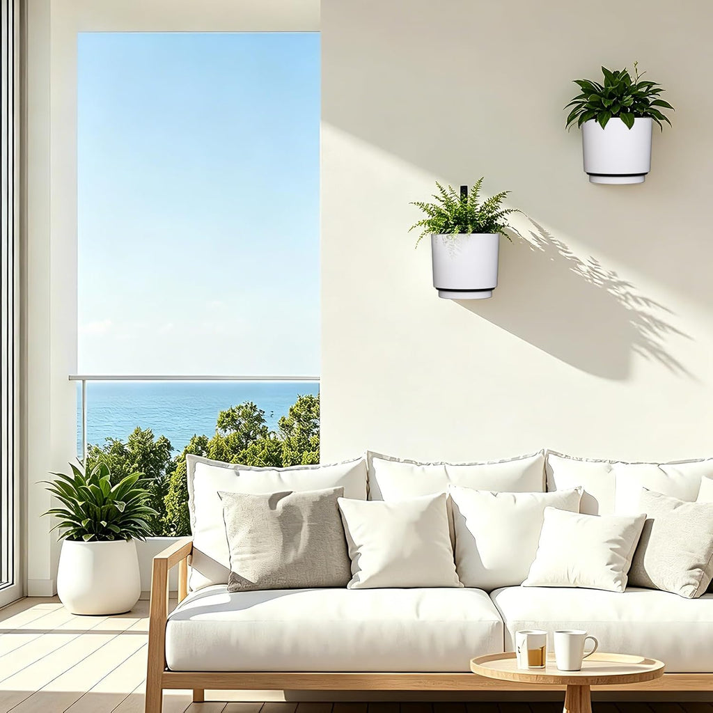 2 Pcs Wall Mounted Hanging Planter Vase for Indoor Outdoor Plants,Modern Metal Wall and Ceiling Hanging Flower Pot with