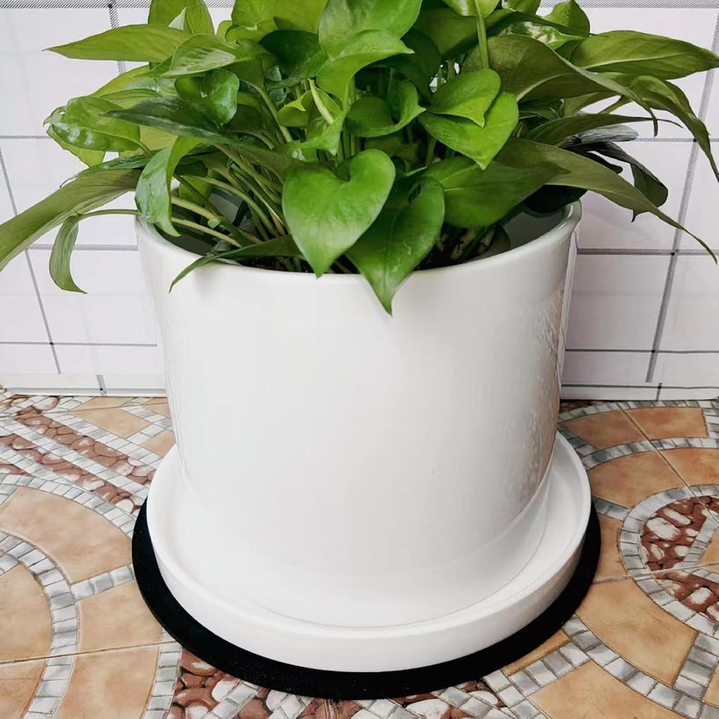 Yukfona Ceramic Plant Saucer Tray 1 Pcs 12 Inch White, 12.5" OD x11.9 ID x1.6 Deep| Fits Flower pots Bottom≤ 11.9"