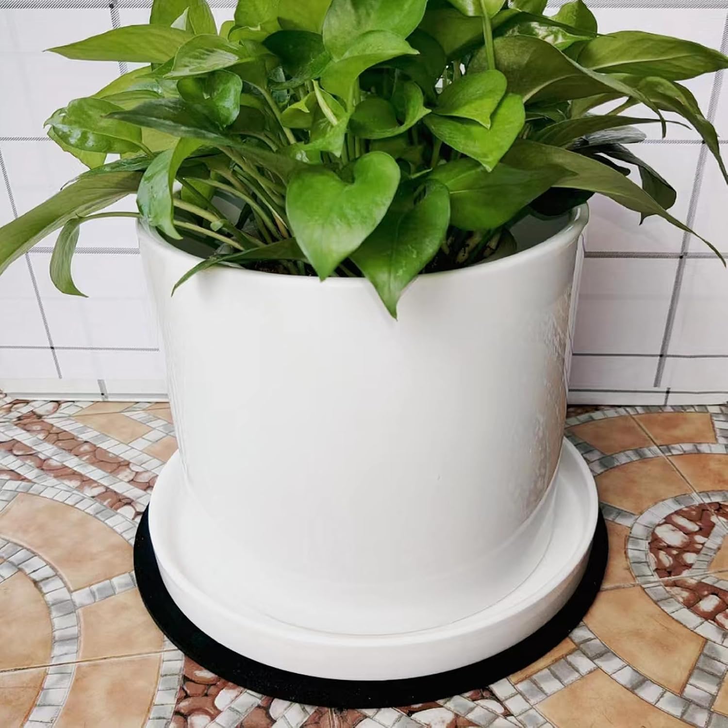 Yukfona Ceramic Plant Saucer Tray 1 Pcs 12 Inch White, 12.5" OD x11.9 ID x1.6 Deep| Fits Flower pots Bottom≤ 11.9"