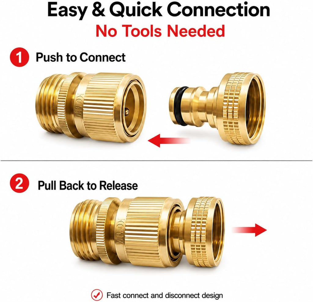 Male Garden Hose Quick Connect Solid Brass Quick Connector Garden Hose Fitting Water Hose Connectors 3/4 inch GHT (4