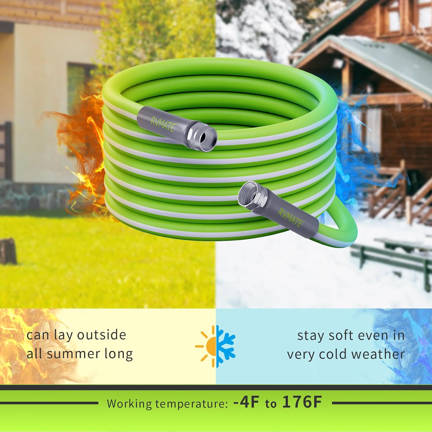 RV Water Hose 50FT, 5/8" Inner Diameter Garden Hose