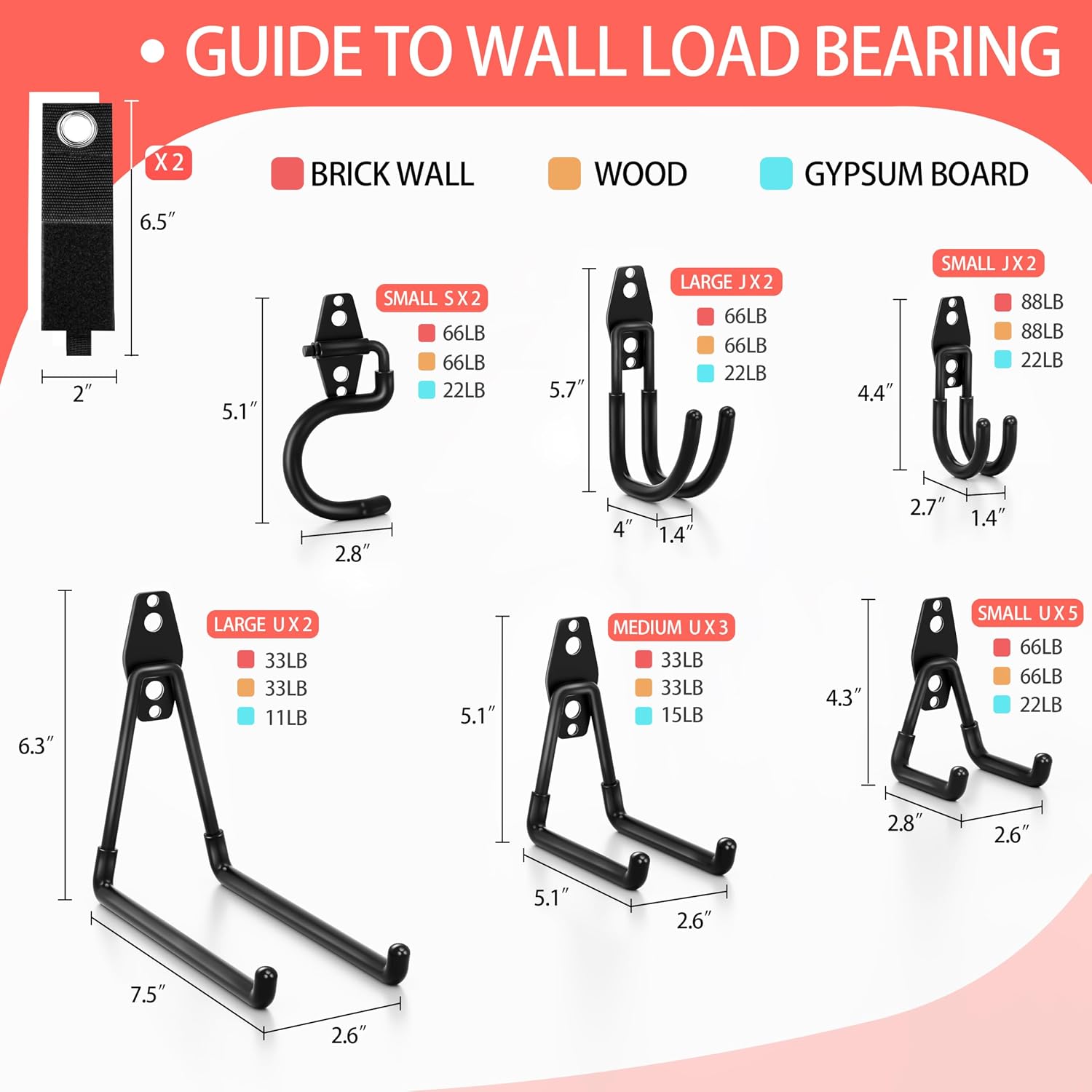 18 Pack Garage Hooks Heavy Duty - Anti-Slip Coating | Garage Storage Hooks for Hanging Bike，Ladder，Garden Tools，Hose