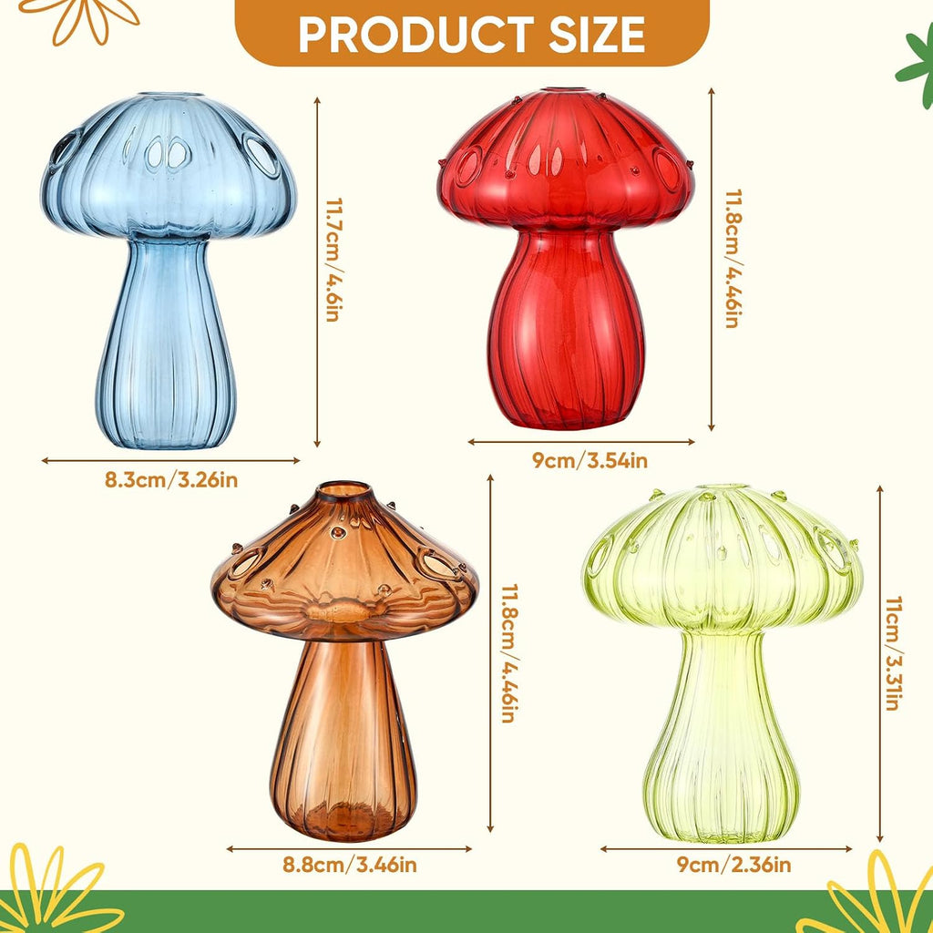 LemonRoad 8 Pcs Mushroom Window Propagation Stations with Suction Cups Cute Glass Wall Hanging Planter Holder Flower