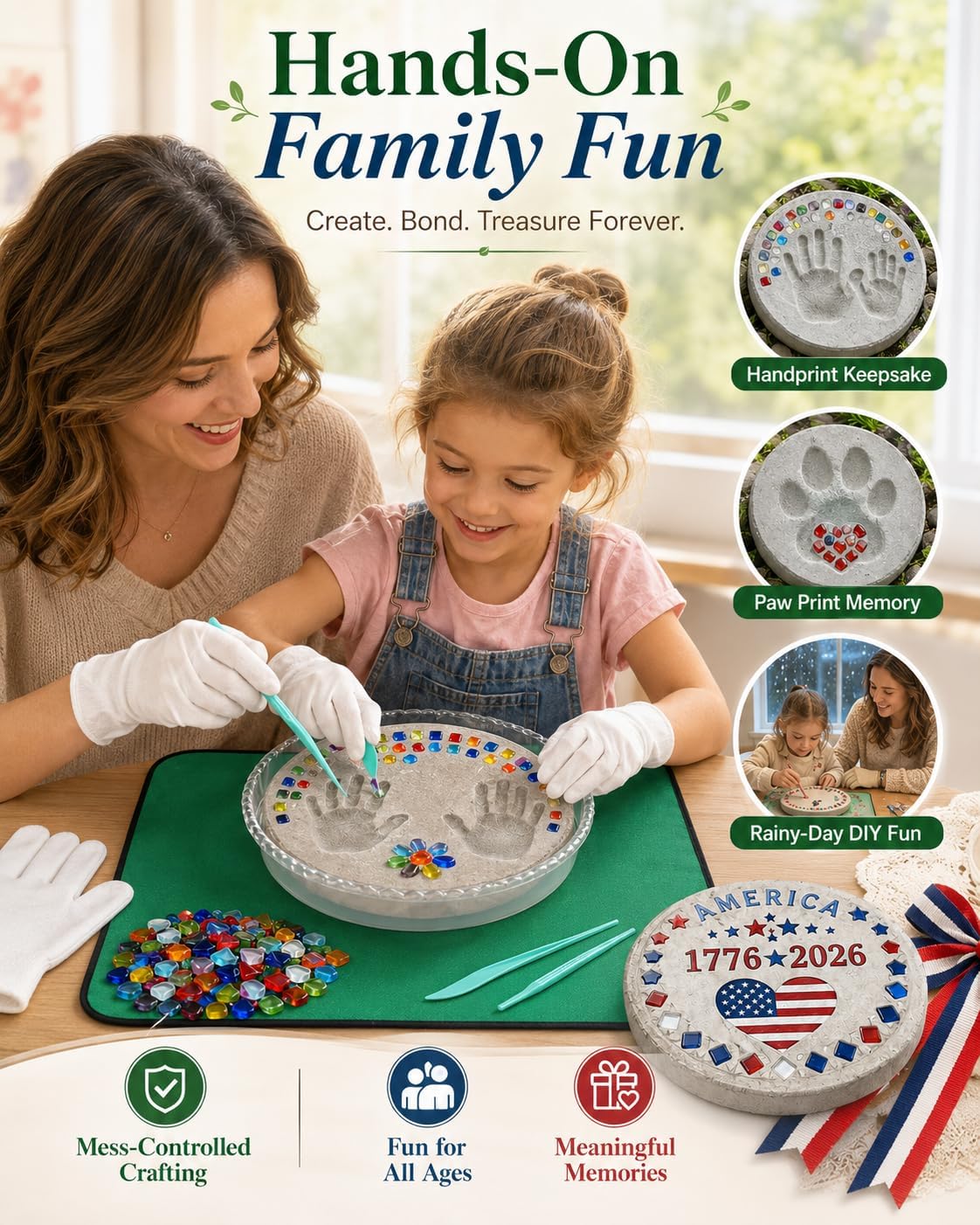 Spocwd 3 Sets 10in Stepping Stones Kit for Kids - Includes Concrete Molds, Mosaic Tiles, Letter Number Stamps & Carving