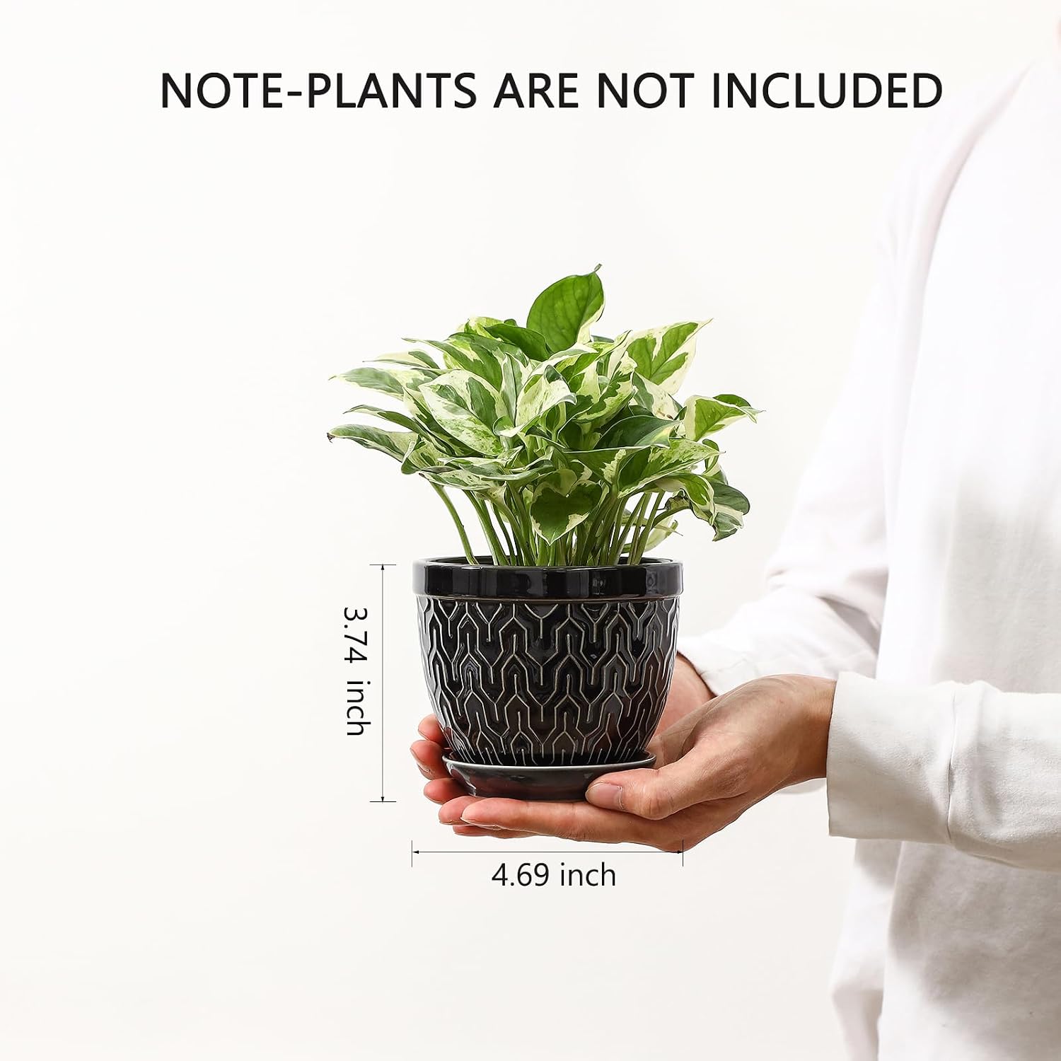 Sureasy Ceramic Plant Pots, 4.7 Inch Flower Pots for Indoor Plants, Succulent Pots with Saucer and Drainage Hole
