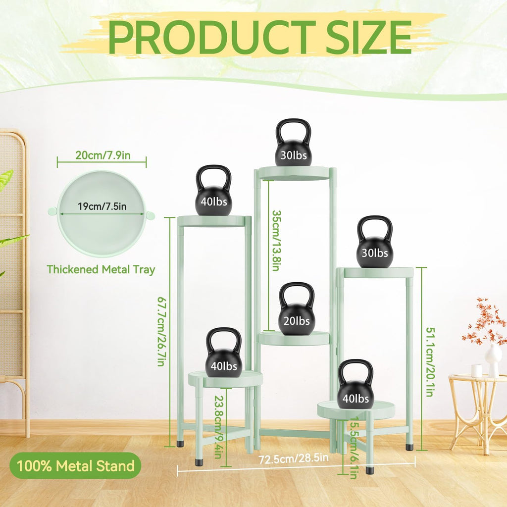iDavosic.ly Plant Stand Indoor Outdoor, 6 Tier Metal Corner Shelf, Green | Tiered Flower Display Holder, Folding Multi