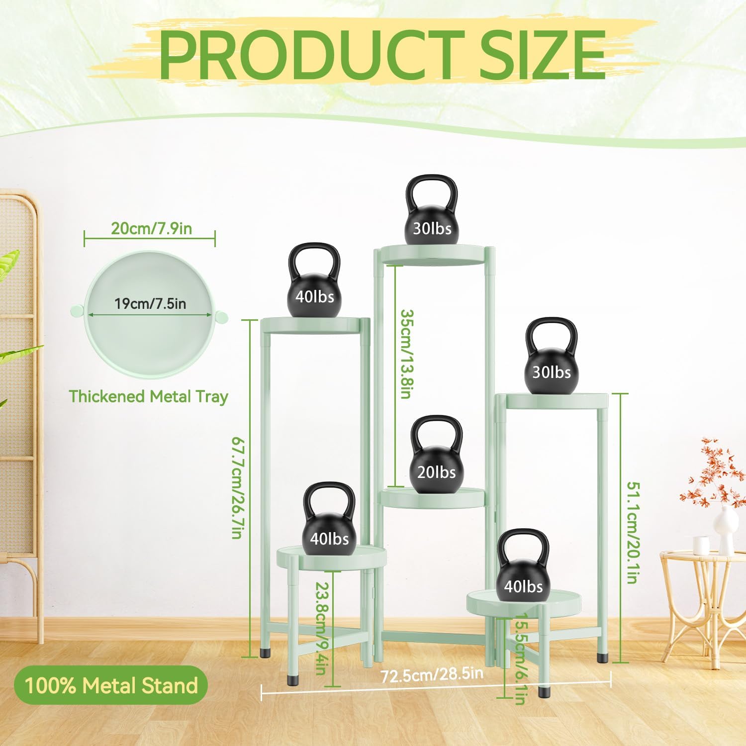 iDavosic.ly Plant Stand Indoor Outdoor, 6 Tier Metal Corner Shelf, Green | Tiered Flower Display Holder, Folding Multi