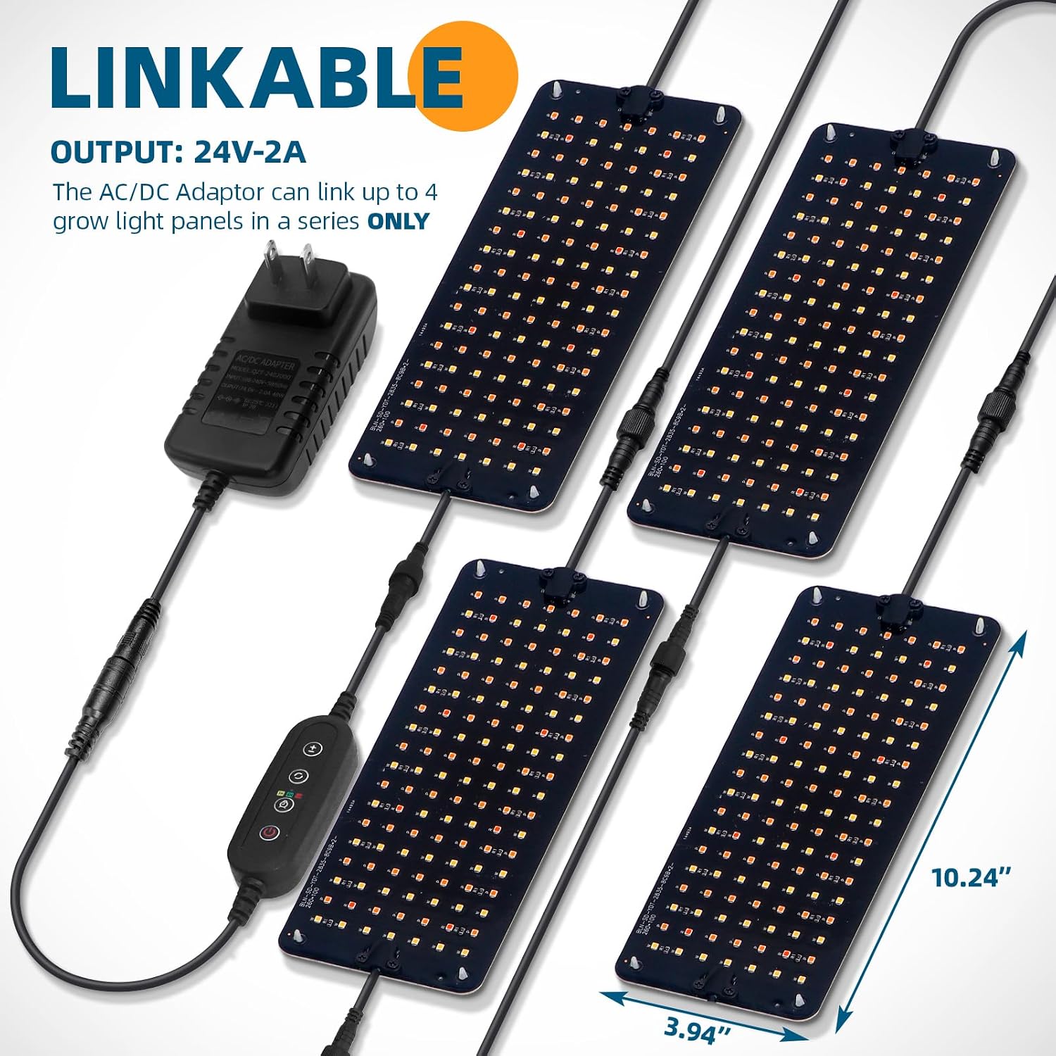 Barrina Grow Lights Panel for Indoor Plants, 4 x 10W Ultra-Thin Plant Light | Full Spectrum, with 3/6/12H Auto On/Off