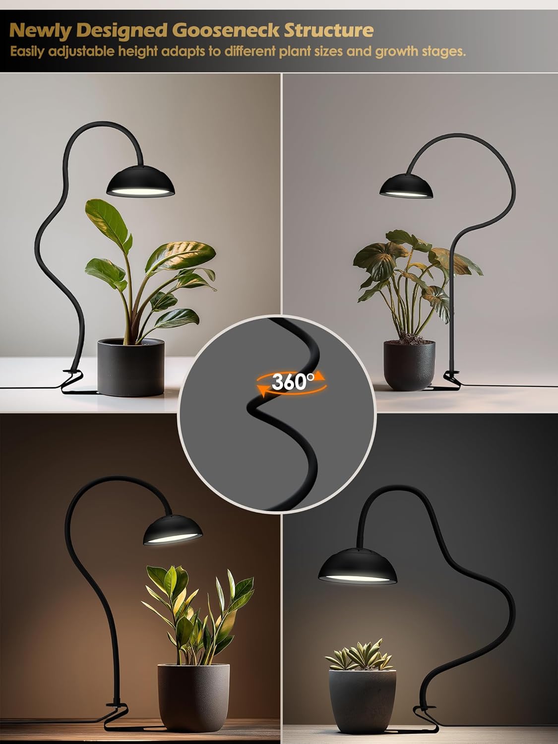 Smart Grow Light for Indoor Plants, Full Spectrum Plant Grow Light | 10W LED Plant Light with 3/9/12 Timer, Smart