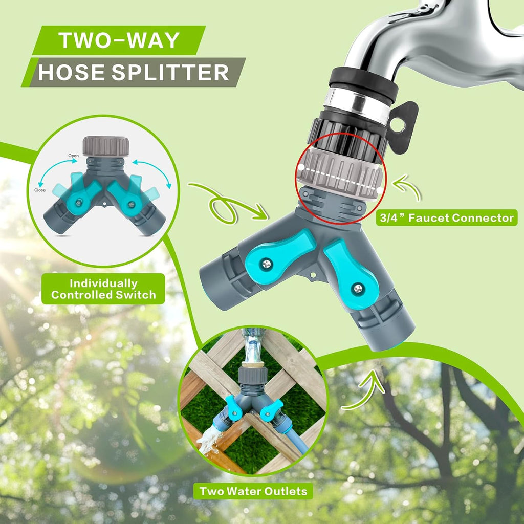 98ft Drip Irrigation Kit, Upgraded Quick-Connect System with Adjustable Nozzles & Durable Hoses, Complete Garden