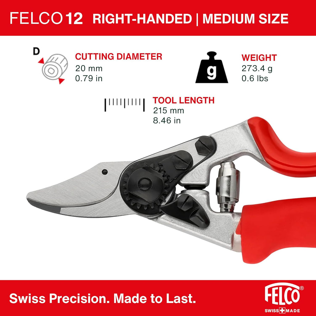 Felco F-12 Pruning Shears – 7.9" Garden Clippers with Anvil & Bypass Blades | Hand Pruners for Gardening | Garden Tool