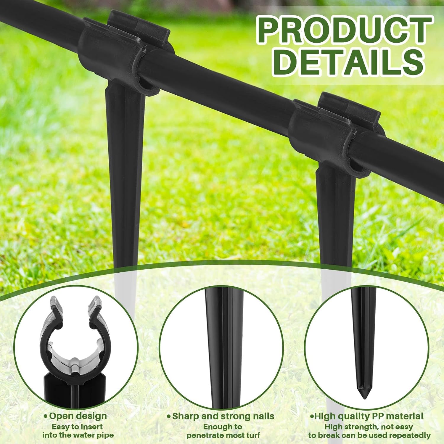 50 Pcs Irrigation Drip Support Stakes 1/2 Inch Tubing Hose Holder, Pipe Universal Drip Lines Tubing Hose for Gardening