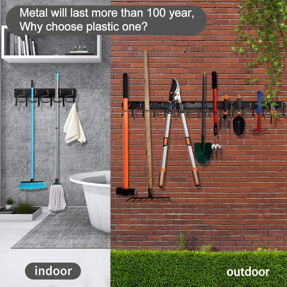 YueTong 68" All Metal Garden Tool Organizer,Adjustable Garage Wall Organizers and Storage,Heavy Duty Wall Mount Holder