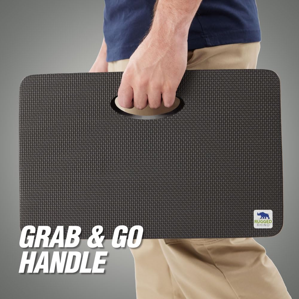RUGGED RHINO Heavy Duty Kneeling Pad for Work, Shock Absorbent Thick Knee Pads, Holds Up to 300 lbs, Protect Knees from