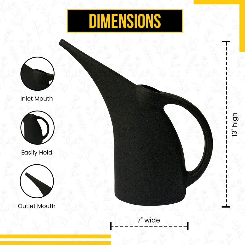 Watering Can 1/2 Gallon - Small Watering Can for Indoor Plants - Outdoor Watering Can - Black Plant Waterer - Plastic